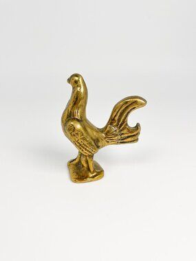 Vintage small solid brass rooster bottle opener